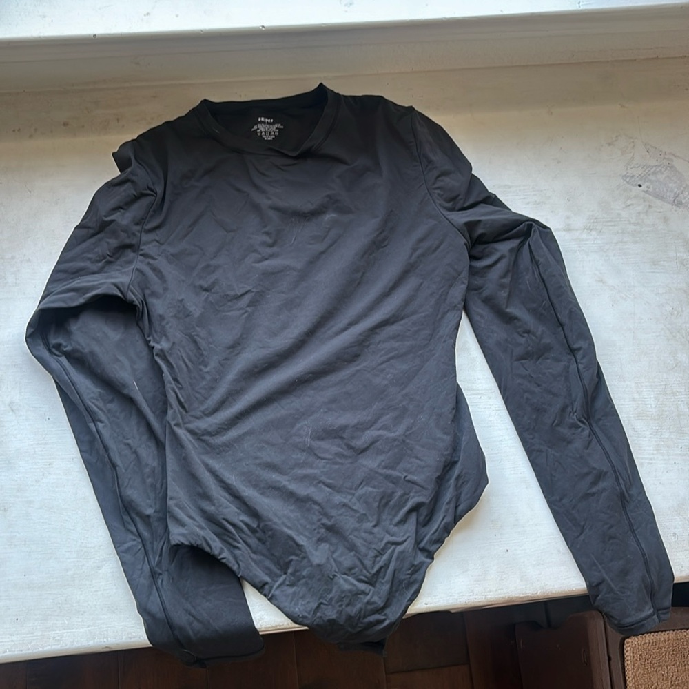 Skims black long sleeve bodysuit